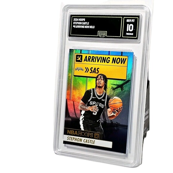 STEPHON CASTLE RC NBA Hoops GEM MINT 10 Arriving Now Holo Foil #8 2024-25 ROY! - Picture 2 of 4